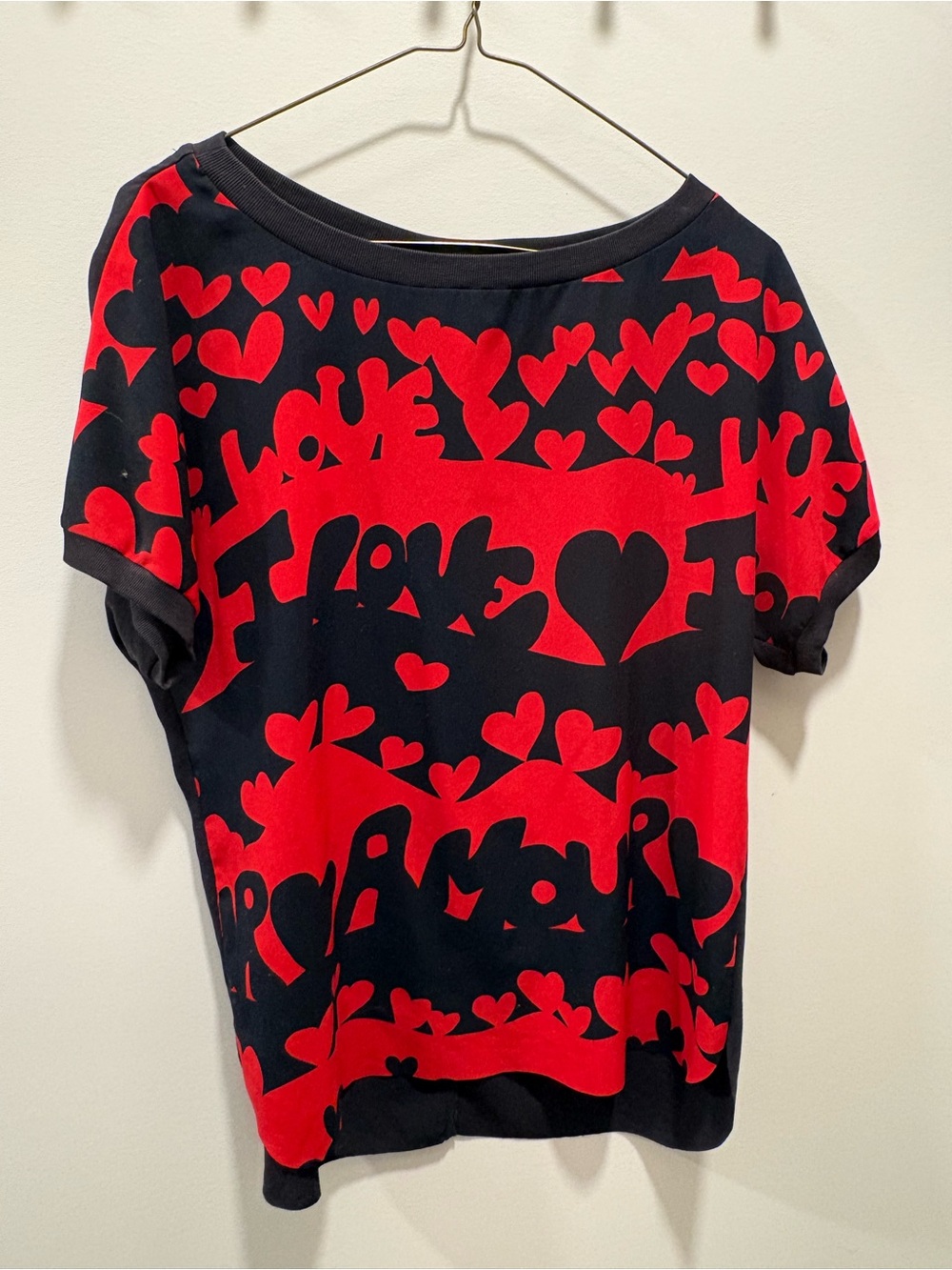 Marc Cain Black Tee with Red Heart & 'Love' Graphic